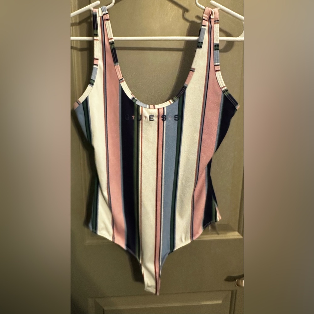 Guess Size S Striped Bodysuit With Snap Crotch EUC
